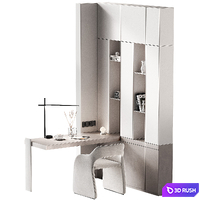 Workplace 2. Minimal home office furniture. Modular set. 3D Model Vray, Corona