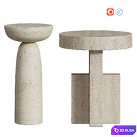 Tori / Clarence Travertine Side Table 3D Model Vray, Corona