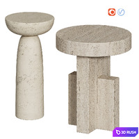 Tori / Clarence Travertine Side Table 3D Model Vray, Corona