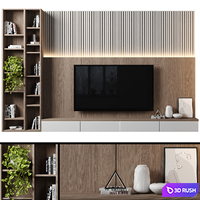 TV Wall 125 3D Model Vray, Corona