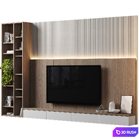 TV Wall 125 3D Model Vray, Corona