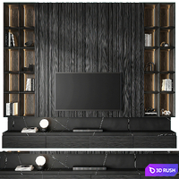 TV wall set 16 3D Model Vray