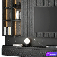 TV wall set 16 3D Model Vray