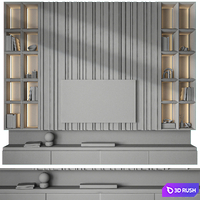 TV wall set 16 3D Model Vray