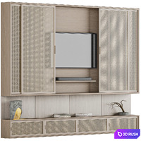 Rattan TV Wall 01 3D Model Vray, Corona