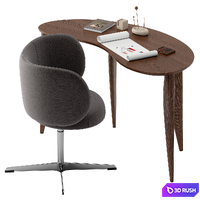 Feve Desk with Rico Dining Chair by Fermliving 3D Model Vray, Corona