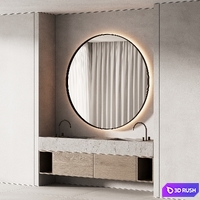 506 bathroom furniture 12 japandi with round mirror 3D Model Vray, Corona