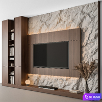 TV Wall Cliff and Wood - Set 133 3D Model Vray, Corona