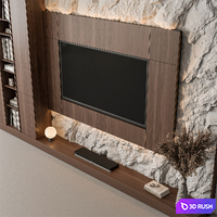 TV Wall Cliff and Wood - Set 133 3D Model Vray, Corona