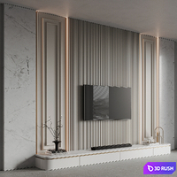 TV Wall 09 3D Model Vray, Corona