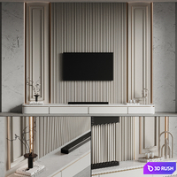 TV Wall 09 3D Model Vray, Corona