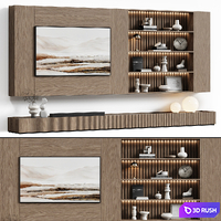Modular TV wall in a modern minimalist style with decor 10 3D Model Vray, Corona