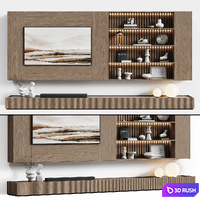 Modular TV wall in a modern minimalist style with decor 10 3D Model Vray, Corona