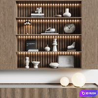 Modular TV wall in a modern minimalist style with decor 10 3D Model Vray, Corona