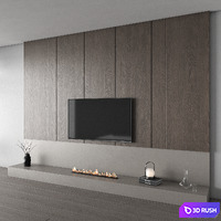 TV wall furniture composition 6 3D Model Vray, Corona