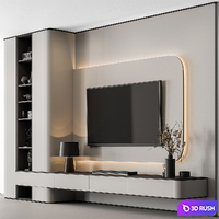TV Wall Black and White - Set 138 3D Model Vray, Corona