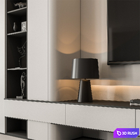 TV Wall Black and White - Set 138 3D Model Vray, Corona
