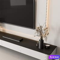 TV Wall Black and White - Set 138 3D Model Vray, Corona