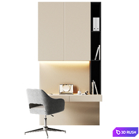 Compact workplace area 3 3D Model Vray, Corona