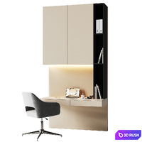 Compact workplace area 3 3D Model Vray, Corona