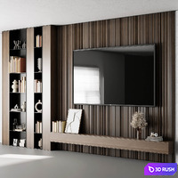 TV Wall Set 18 3D Model Vray, Corona