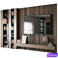 TV Wall Set 18 3D Model Vray, Corona