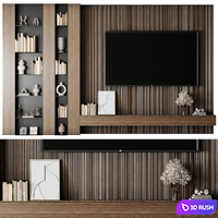 TV Wall Set 18 3D Model Vray, Corona