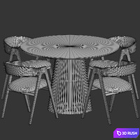 Dining Set 255 3D Model Vray, Corona