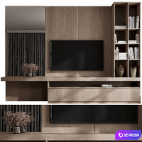 TV Wall 13 3D Model Vray, Corona