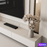 TV Wall Beige and Gold - Set 147 3D Model Vray, Corona