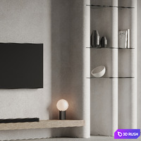 TV Wall 10 3D Model Vray, Corona