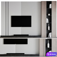 TV Wall 45 3D Model Vray, Corona