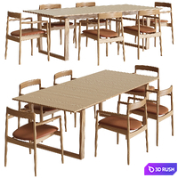 Bolia Calma Chair Nord Table Dining Set 3D Model Corona