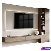 TV wall set 040 3D Model Corona
