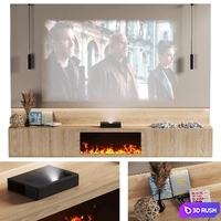 TV wall with Xiaomi laser projector 3D Model Vray, Corona