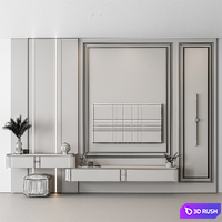 TV Wall Black and White - Set 125 3D Model Vray, Corona