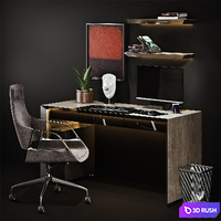 Workplace with Graph Chair 3D Model Corona