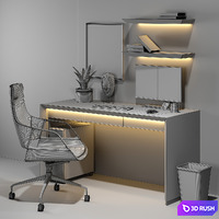Workplace with Graph Chair 3D Model Corona