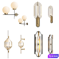 Modern wall lamps collection 3D Model Vray