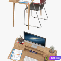 Scandinavian Style Desk 3D Model Vray