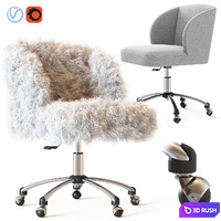 Ivory Sherpa Wingback Chair 3D Model Vray, Corona