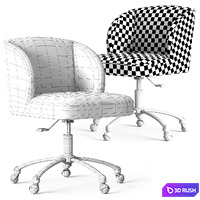 Ivory Sherpa Wingback Chair 3D Model Vray, Corona
