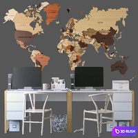 Office set with a map 3D Model Vray, Corona