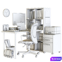 IKEA KALLAX office workplace with FLINTAN chair 3D Model Vray, Corona
