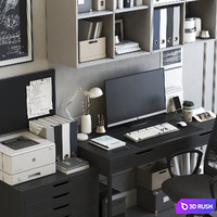 IKEA office workplace 7 3D Model Vray, Corona
