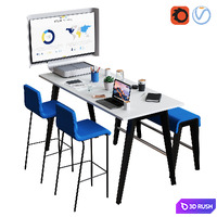 Steelcase - B-Free Conference Set 3D Model Vray, Corona
