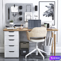 IKEA office workplace 16 3D Model Vray, Corona