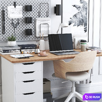 IKEA office workplace 16 3D Model Vray, Corona
