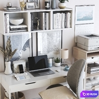 IKEA office workplace 52 3D Model Vray, Corona