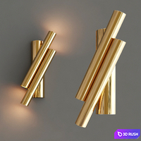 Two oblique rods wall 3D Model Vray